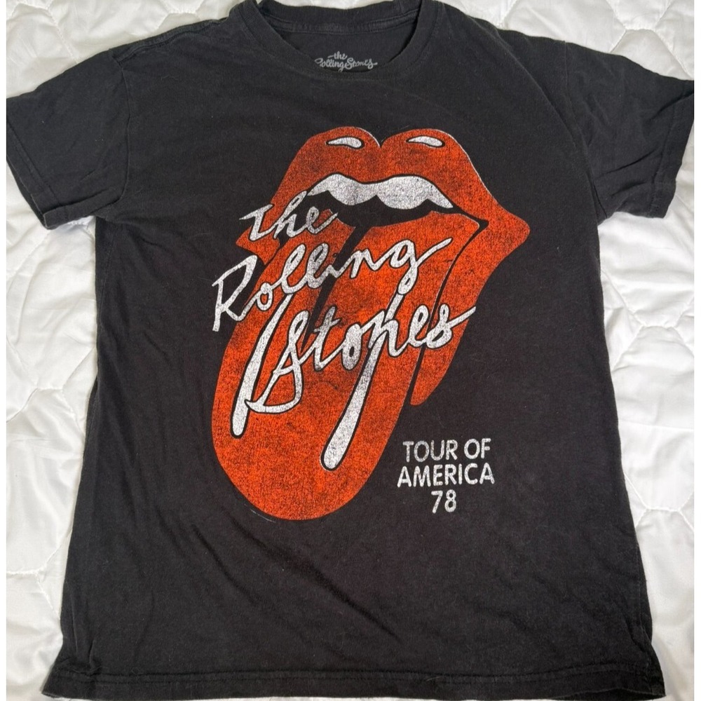 The Rolling Stones Tour Of America '78 Reprint Youths XS Black Short‎ Sleeve